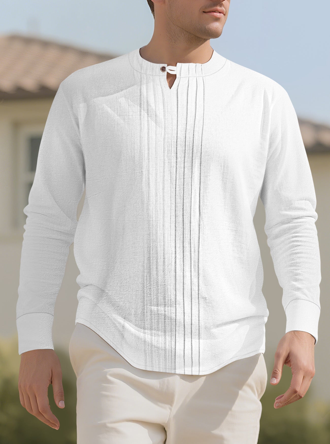 Round neck long sleeved men's top