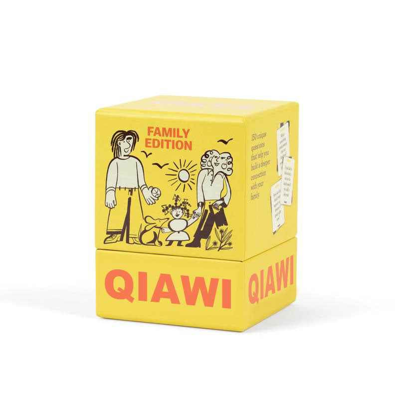 QIAWI Family Edition - 150 Talk Starter Cards for Family Games, and Gatherings - Perfect for Adults Teens and Kids - Prompts for Meaningful Connections