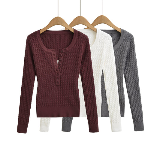 Round neck slim fit and slimming lace patchwork long sleeved top