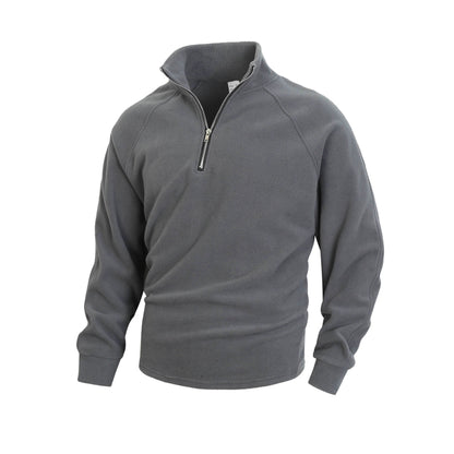 Stand up collar half zipper long sleeved pullover men's top