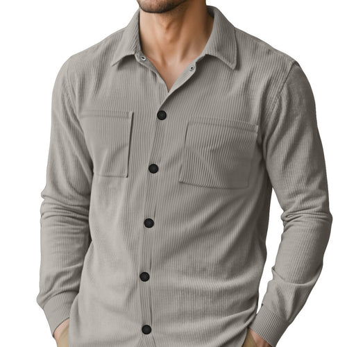 Long sleeved shirt with collar jacket for men