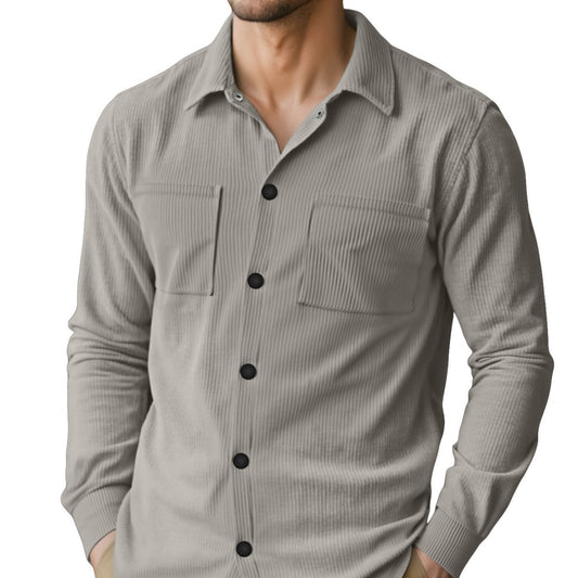 Long sleeved shirt with collar jacket for men