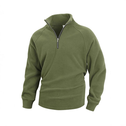 Stand up collar half zipper long sleeved pullover men's top