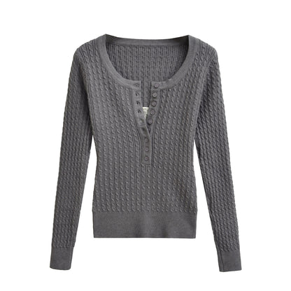 Round neck slim fit and slimming lace patchwork long sleeved top