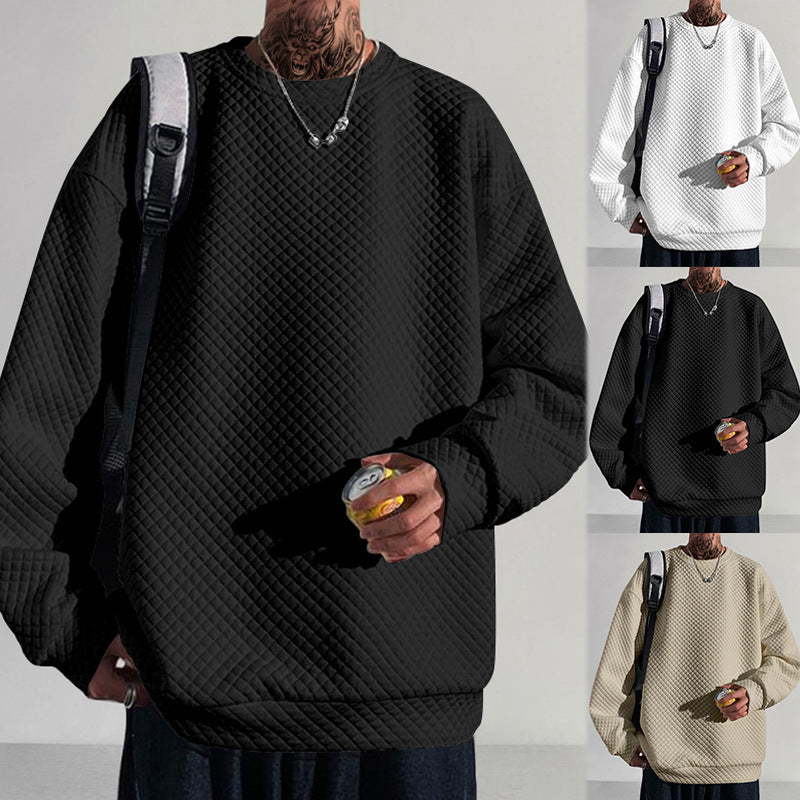 Round neck pullover loose long sleeved top for men