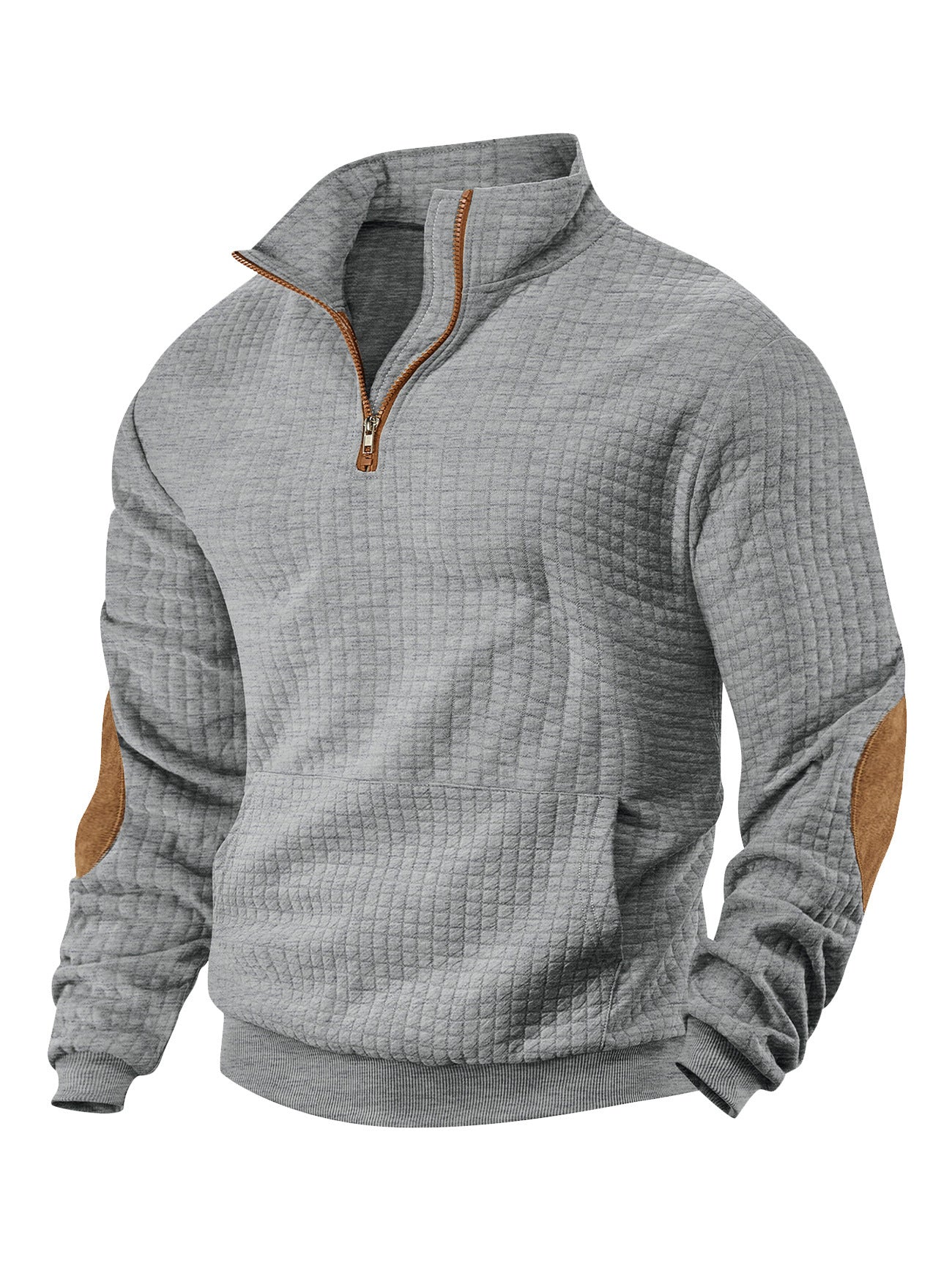 Small square stand up collar half zip top for men