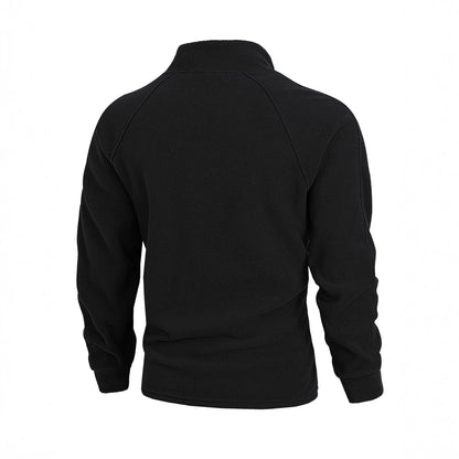 Stand up collar half zipper long sleeved pullover men's top