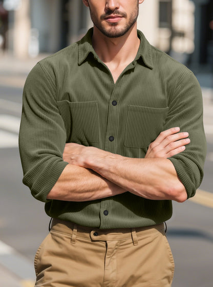 Long sleeved shirt with collar jacket for men