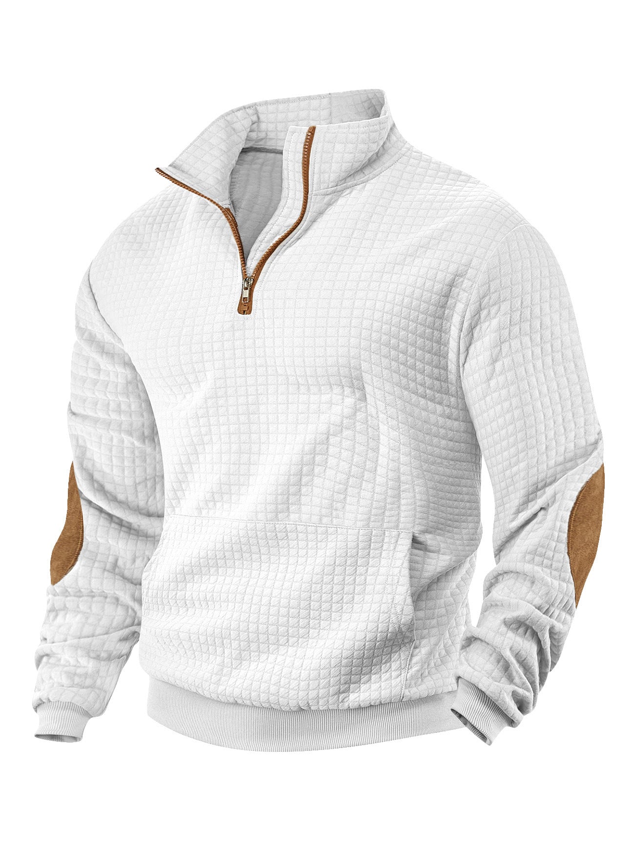 Small square stand up collar half zip top for men