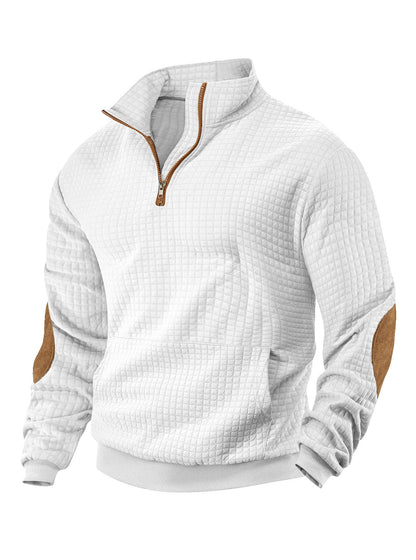 Small square stand up collar half zip top for men