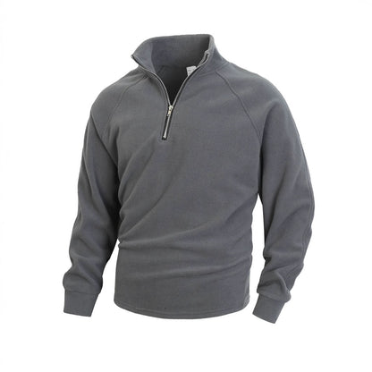 Stand up collar half zipper long sleeved pullover men's top