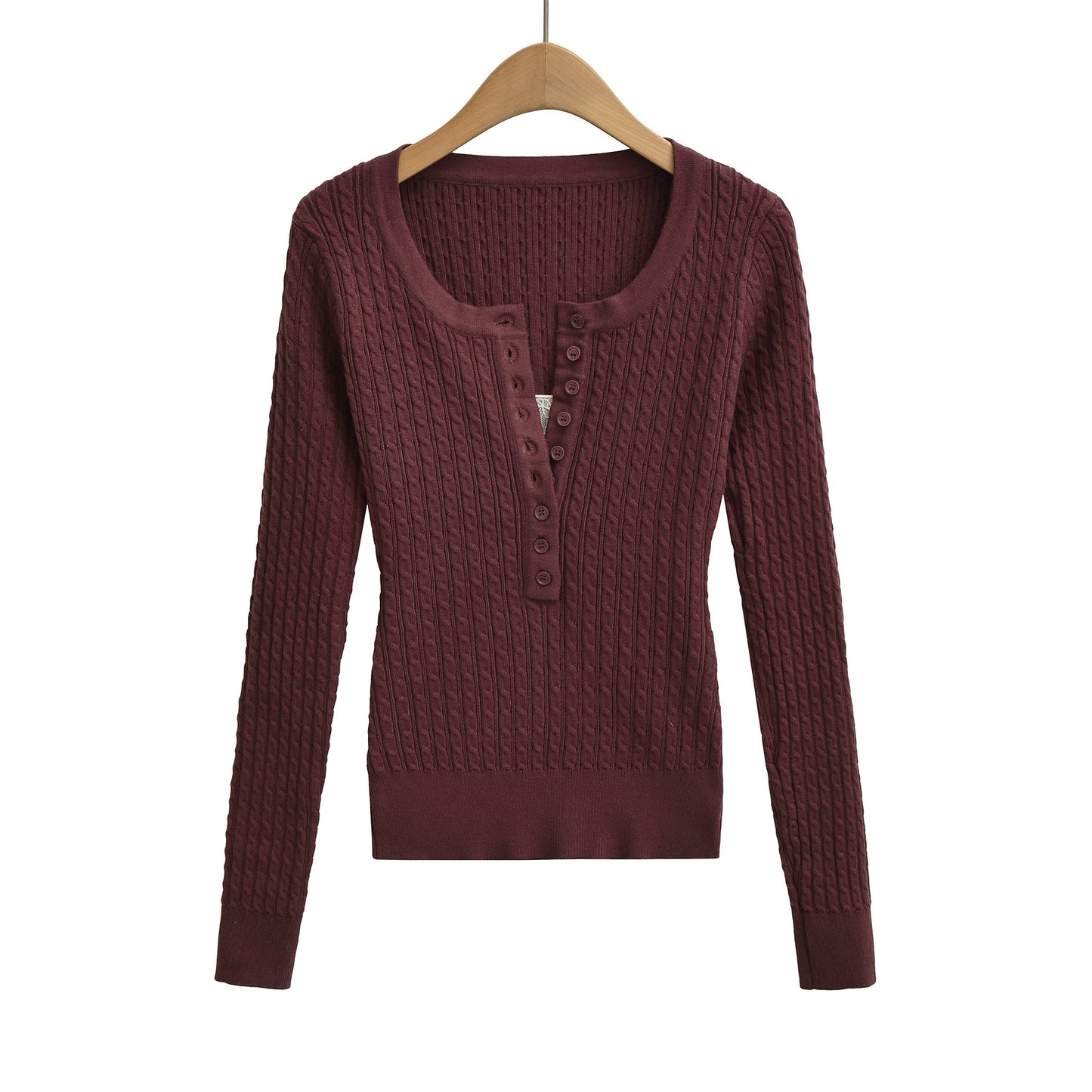 Round neck slim fit and slimming lace patchwork long sleeved top