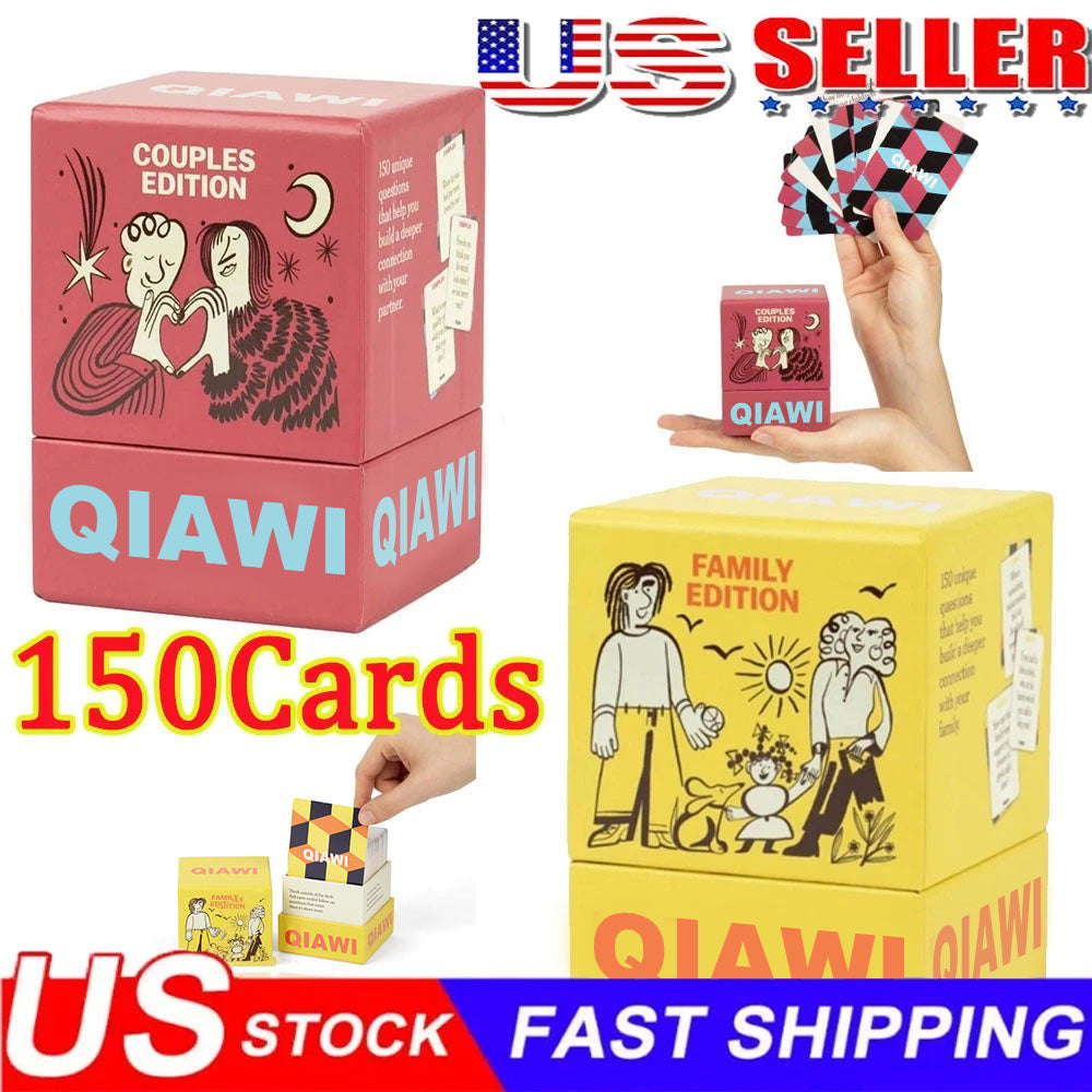 QIAWI Family Edition - 150 Talk Starter Cards for Family Games,  and Gatherings - Perfect for Adults Teens and Kids - Prompts for Meaningful Connections