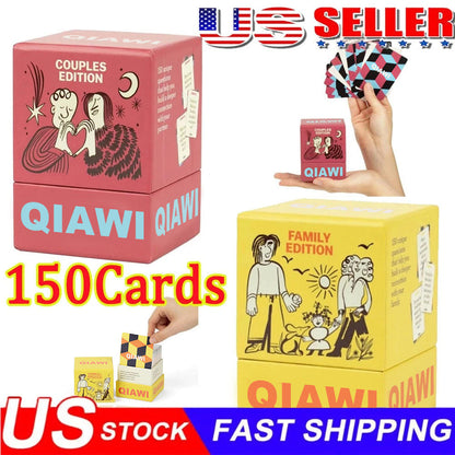 QIAWI Family Edition - 150 Talk Starter Cards for Family Games,  and Gatherings - Perfect for Adults Teens and Kids - Prompts for Meaningful Connections