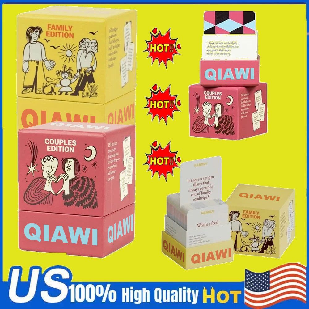 QIAWI Family Edition - 150 Talk Starter Cards for Family Games,  and Gatherings - Perfect for Adults Teens and Kids - Prompts for Meaningful Connections