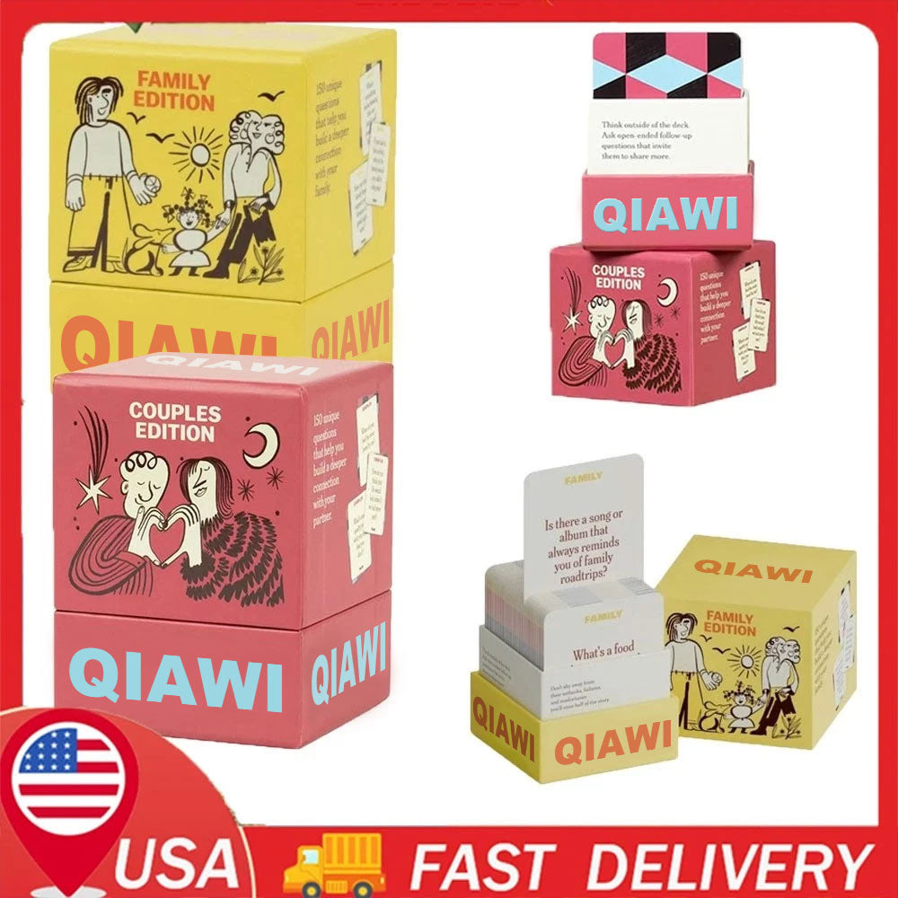 QIAWI Family Edition - 150 Talk Starter Cards for Family Games,  and Gatherings - Perfect for Adults Teens and Kids - Prompts for Meaningful Connections